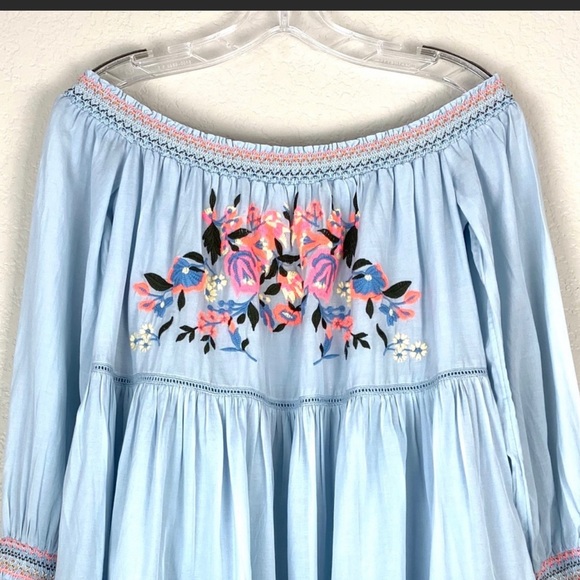 FREE PEOPLE Sunbeams Blue Floral Dress NEW Small - Picture 4 of 9